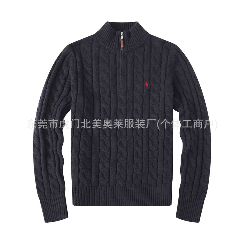 Of New Rl Pony Logo Men'S Knitwear, Wool Sweater With Stand Collar And Zipper, Paul Sweater For Men - Image 3